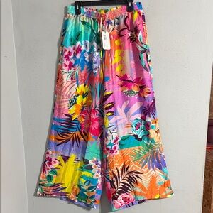 NWT Johnny Was Tropical Floral Wide-Leg Pants in Multicolor